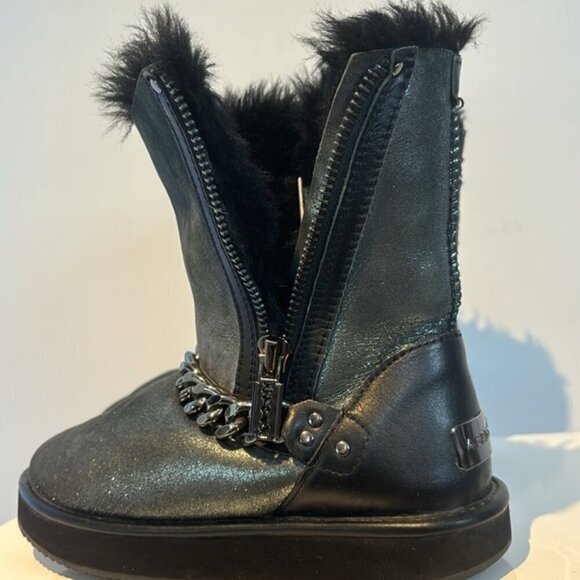 Abricot silver metallic suede side-zip ankle boots size US7 - Picture 12 of 14